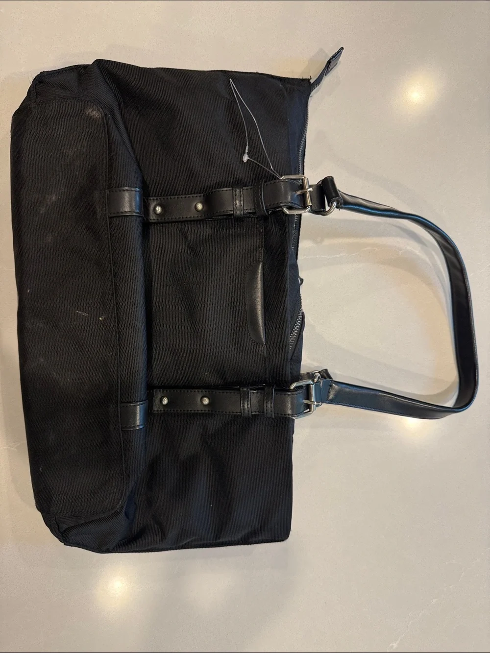Black Women's Travelpro Laptop Tote Bag with Leather Trim